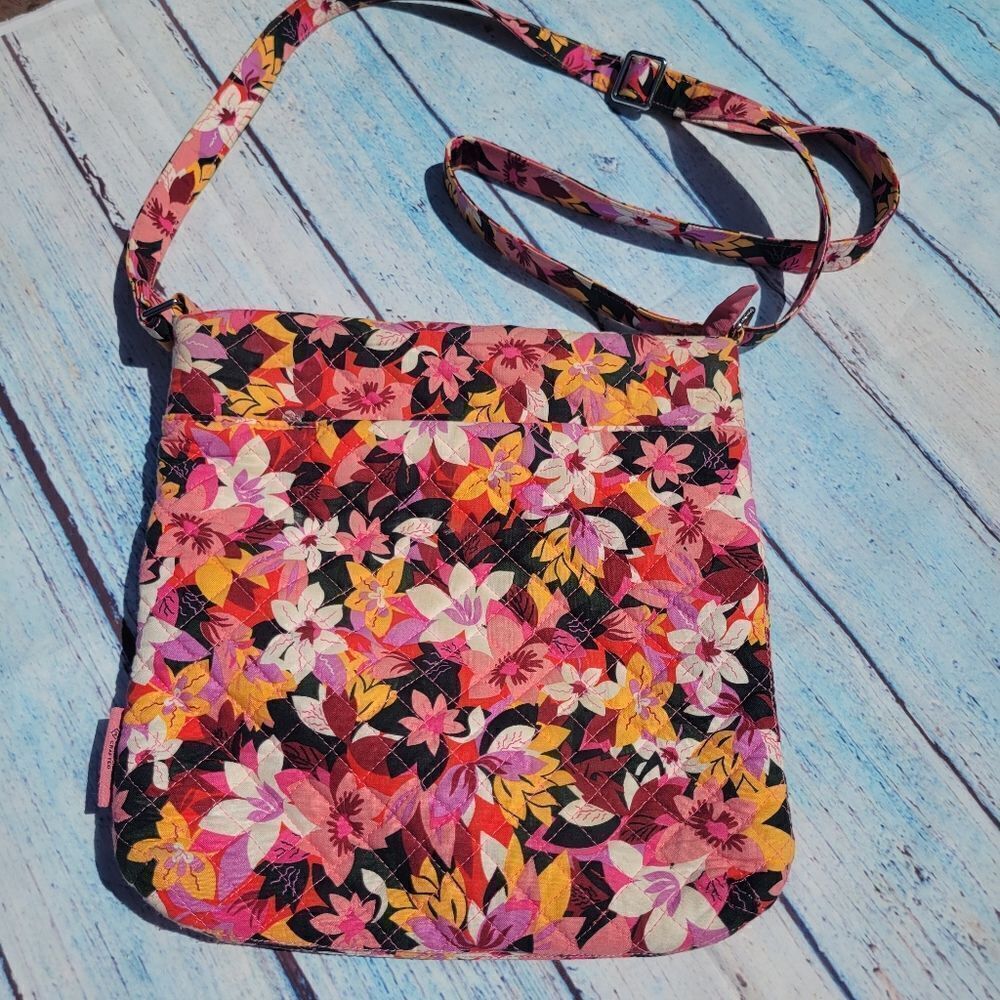 Vera Bradley Women's Triple Zip Multicolor Floral print Crossbody Hipster Bag